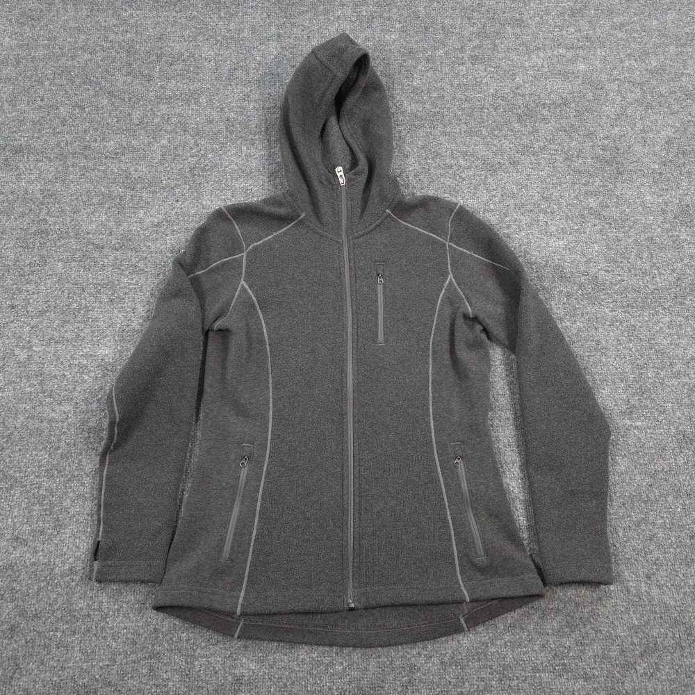 Kuhl Hoodie Womens Small Gray Revive Fleece Hooded Full Zip Hiking Outdoors 4365